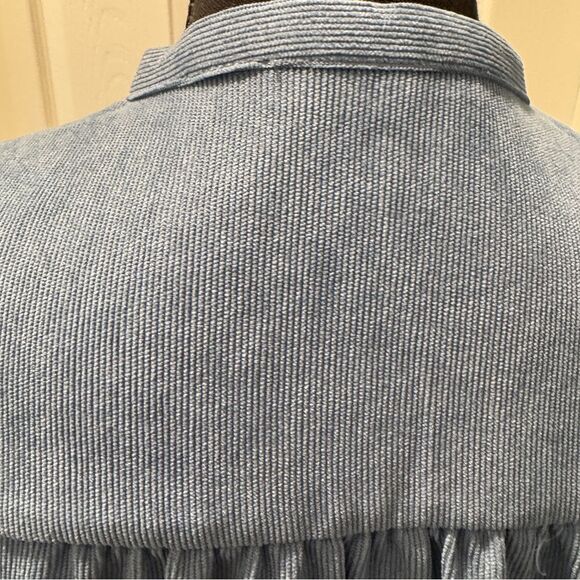 Joy Joy Blue Corduroy mini flounce dress w long puffy sleeves and a drop waist-S - Picture 3 of 15